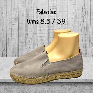 Fabiolas Womens Gray Suede Handcrafted 1" Platform‎ Espadrille Flat Size 8.5/39